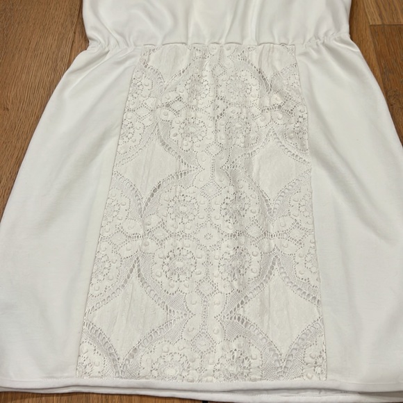 NWT TIBI White Mini Tank Dress with Crochet/Lace Center Panel - 2 - Picture 6 of 15